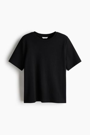 H&M T-Shirt aus Interlock-Jersey - Schwarz