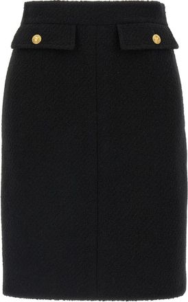 Chlo&eacute; Boucl&eacute; Wollen Midi Rok - Dames - Kokerrokken - Zwart - 2XS - Wol - Rokken