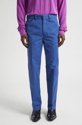 Tom Ford Sanded Light Twill Workwear Pants in Prussian Blue at Nordstrom, Size 34