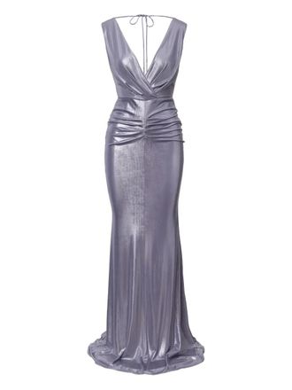 Lita Roche V-neck maxi dress - women - Polyester/Elastane/Polyester/Elastane - 34 - Silver