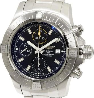 Breitling Pre-owned Avenger roestvrijstalen horloge - Heren - Vintage Horloges - Zwart - ONE Size - Vintage