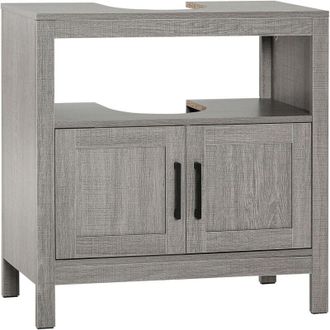 Kleankin Mobile Bagno Sottolavabo con Armadietto e Ripiani in Legno Grigio - Kleankin