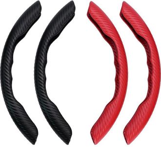 OEM Juego De 2 Fundas De Repuesto De Fibra De Carbono Para Volante De Coche, En Negro Y Rojo, Para La Mayor&iacute;a De Los Coches Con Un Di&aacute;metro De Volante De 