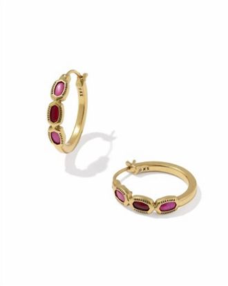 Kendra Scott Womens Mini Elisa Hoop Earrings In Vintage Gold Pink Mix