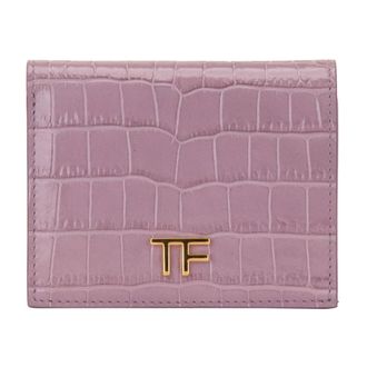 Tom Ford Shiny Stamped Crocodile Leather Vertical Wallet - female - Tom Ford - Wallets & Cardholders - Purple - ONE SIZE - Accessories