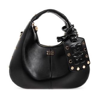 Ganni Handbags, female, Black, Size: ONE SIZE Mini Hobo Bag Studs