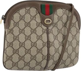 Gucci Pre-owned Vintage GG Canvas Schoudertas - Dames - Vintage Schoudertas - Beige - ONE Size - Leer - Vintage