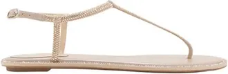 Rene Caovilla Diana Teenslipper - Dames - Sandalen - Beige - 39 EU - Leer - Schoenen