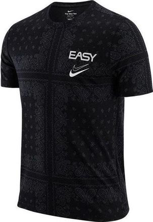 Nike Mens Nike Logo Cashew Printing Sports Round Neck Pullover Short Sleeve Black T-Shirt DR7659-010