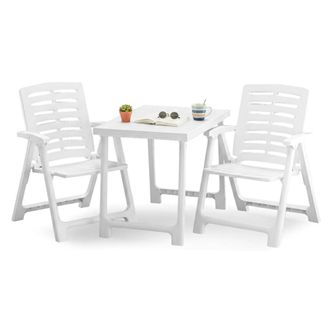 Dmora Dmora Ensemble Compos&eacute; De 1 Table Pliante Et 2 Chaises Pliantes, Made In Italy, Couleur Blanche
