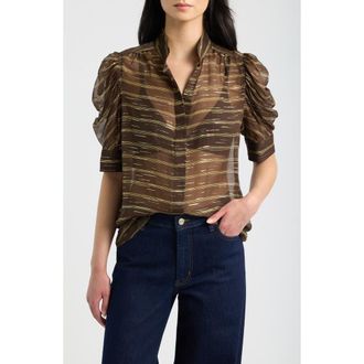 Frame Denim The Gillian Puff Sleeve Top in Oakwood Multi at Nordstrom, Size X-Small