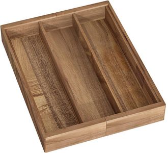 Seville Classics 5-Compartment Expandable Acacia Utensil Organizer