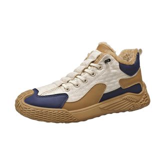 Generic Mens Winter Trainers, Lightweight Flat Bottom Hiking Shoe Slip-On Walking Arch Support Trainers Waterproof Fur Lined Footwear Breathable Casual Walkin