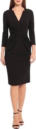 Maggy London Gathered Pleated Waist Sheath Dress In Black