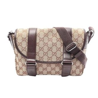 Gucci Pre-owned GG Canvas Schoudertas - Dames - Pre-owned - Bruin - Maat: ONE Size Leer