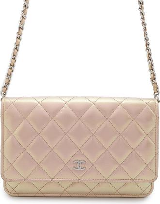 Chanel Metallic Pink Leather Chain/Shoulder Wallet (Pre-Owned)
