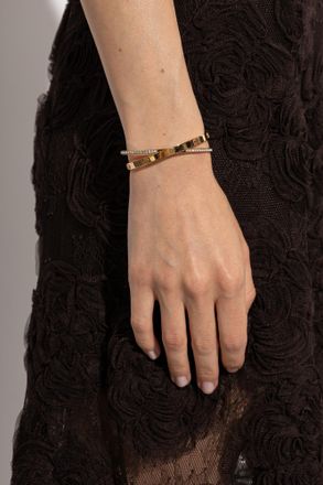 Tory Burch Bracelet With Shimmering Crystals, Womens, Gold