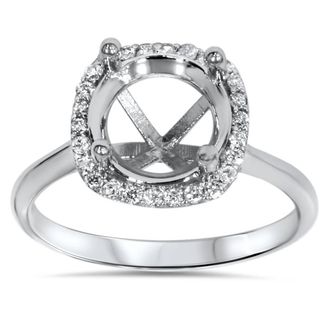 Pompeii3 Cushion Halo Diamond Engagement Ring Setting 14K White Gold Size Selectable