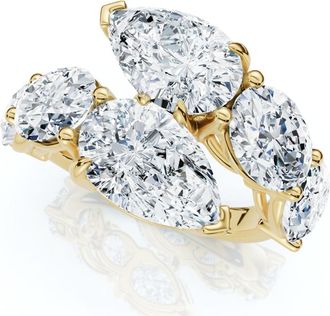 Pompeii3 7.10Ct Pear & Oval Shape Bypass Ring Gold Lab Grown