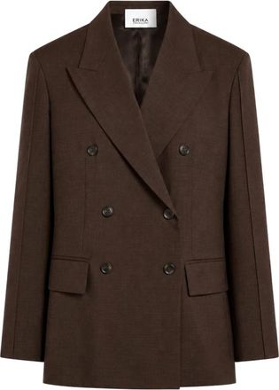 Erika Cavallini Semi Couture Blazer Ambra Doppiopetto - - Jackets - Donna - Marrone - L