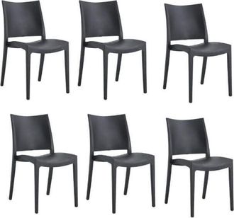 Far Far - Kit 6 Sedie Polipropilene Cucina Bar Ristorante Sedia Interno Esterno Nero 580fl