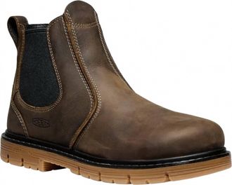 Keen Mens San Jose Chelsea Pull-On Work Boots In Cascade Brown Gum