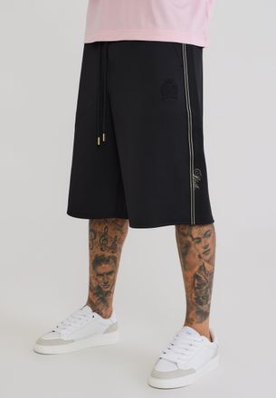 Siksilk Hombre Negro Cortos Oversized con Cinta Adhesiva XXL