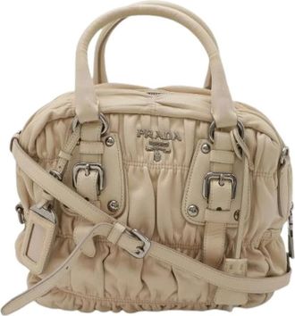 Prada Pre-owned Handbags, female, Pink, Size: ONE SIZE Pre-owned Nappa Leather 2way Bag