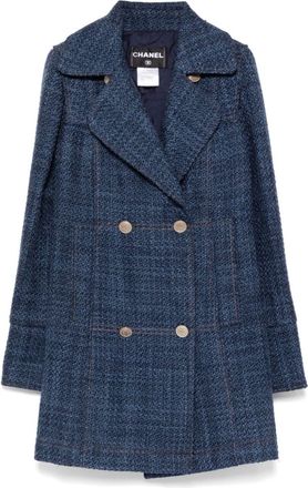 Chanel 2010 double-breasted blazer - women - Wool/Acrylic/Polyester/Silk - 36 - Blue