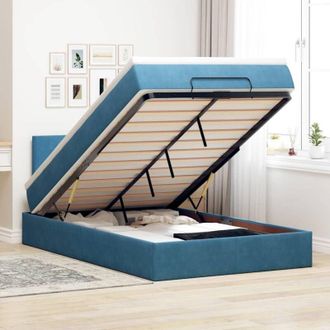vidaXL Estructura De Cama Otomana Colch&oacute;n Terciopelo Azul Oscuro Vidaxl