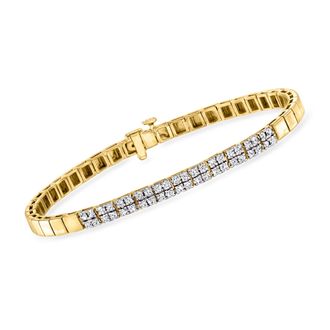 Ross-Simons Diamond Square-Link Bracelet in 18kt Gold Over Sterling
