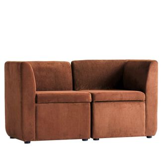 Nordlys Sof&aacute; modular de 2 plazas en terciopelo acanalado terracota
