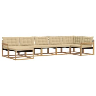 vidaXL Conjunto De Sof&aacute;s De Exterior Con Coj&iacute;n 7 Pcs Y Beige Vidaxl