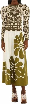 Farm Rio Palermo Midi Skirt In Green