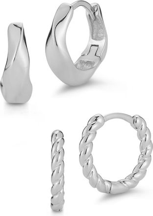 Glaze Jewelry Huggie Hoop Earrings Set in Silver at Nordstrom Rack