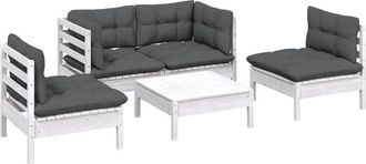 vidaXL Vidaxl - Muebles De Jard&iacute;n 5 Pzas Con Cojines Madera Maciza De Pino