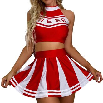 Generic Ladies Cheerleader Fancy Dress Costume - XX-Large - Pink Varsity Uniform with Pleated Skirt - Womens High School Dress Up Cheer Captain American Party