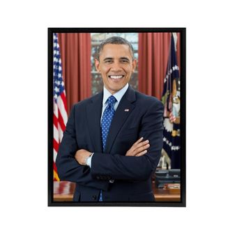Artery8 Souza US President Barack Obama Framed Canvas Wall Art Print | Size: W24 x H32