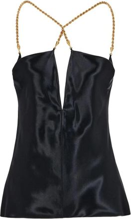 Ferragamo Zijden Haltertop met Kettingdetail - Dames - Tops zonder mouwen - Zwart - S - Tops