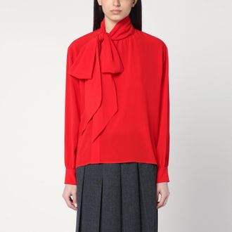 Prada Red silk blouse with scarf