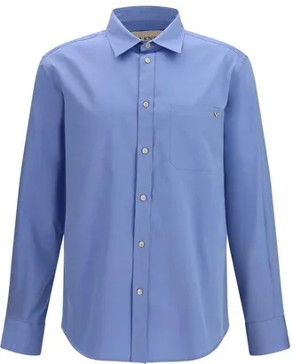 Valentino Garavani Blue Cotton Mens Shirt
