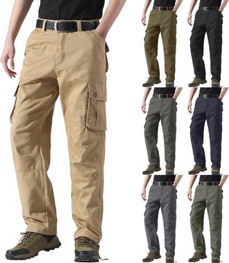 Generic Mens Work Trousers Elasticated Waist - Outdoor Walking Trousers For Men Uk | Mens Jogging Bottom Cargo Trousers | Retro Casual Jogger Work Pants Draws