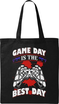 Generic Game Day Is The Best Day Natural Ecological Cotton Tote Bag Black