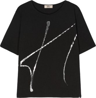 Herno logo-plaque T-shirt - women - Cotton/Elastane - 40 - Black