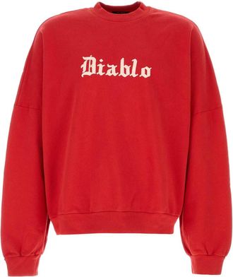 Willy Chavarria Red Cotton Oversize Diablo Sweatshirt