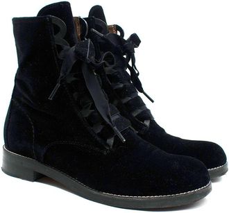 Chlo&eacute; Black Velvet Combat Boots Size 38