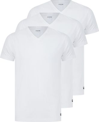 G-Star V-Shirt G-STAR SPRUCE, 3 PACK V-NECK SLEEP SHIRTS, Herren, Gr. XXL, hellwei&szlig;, Jersey, Obermaterial: 50% Baumwolle, 45% Modal, 5% Elasthan, regular fit