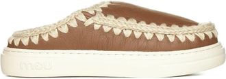 Mou Shearling Leren Pantoffels met Chunky Zool - Dames - Slip ons - Bruin - 40 EU - Leer - Schoenen