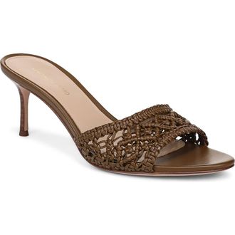 Veronica Beard Tia Macram&eacute; Slide Sandal in Chestnut at Nordstrom, Size 7.5