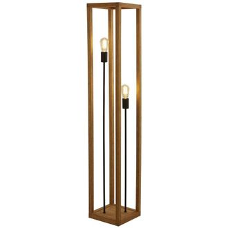 Searchlight Piantana Industrial-Nordico Square Legno Marrone Nero 2 Luci E27